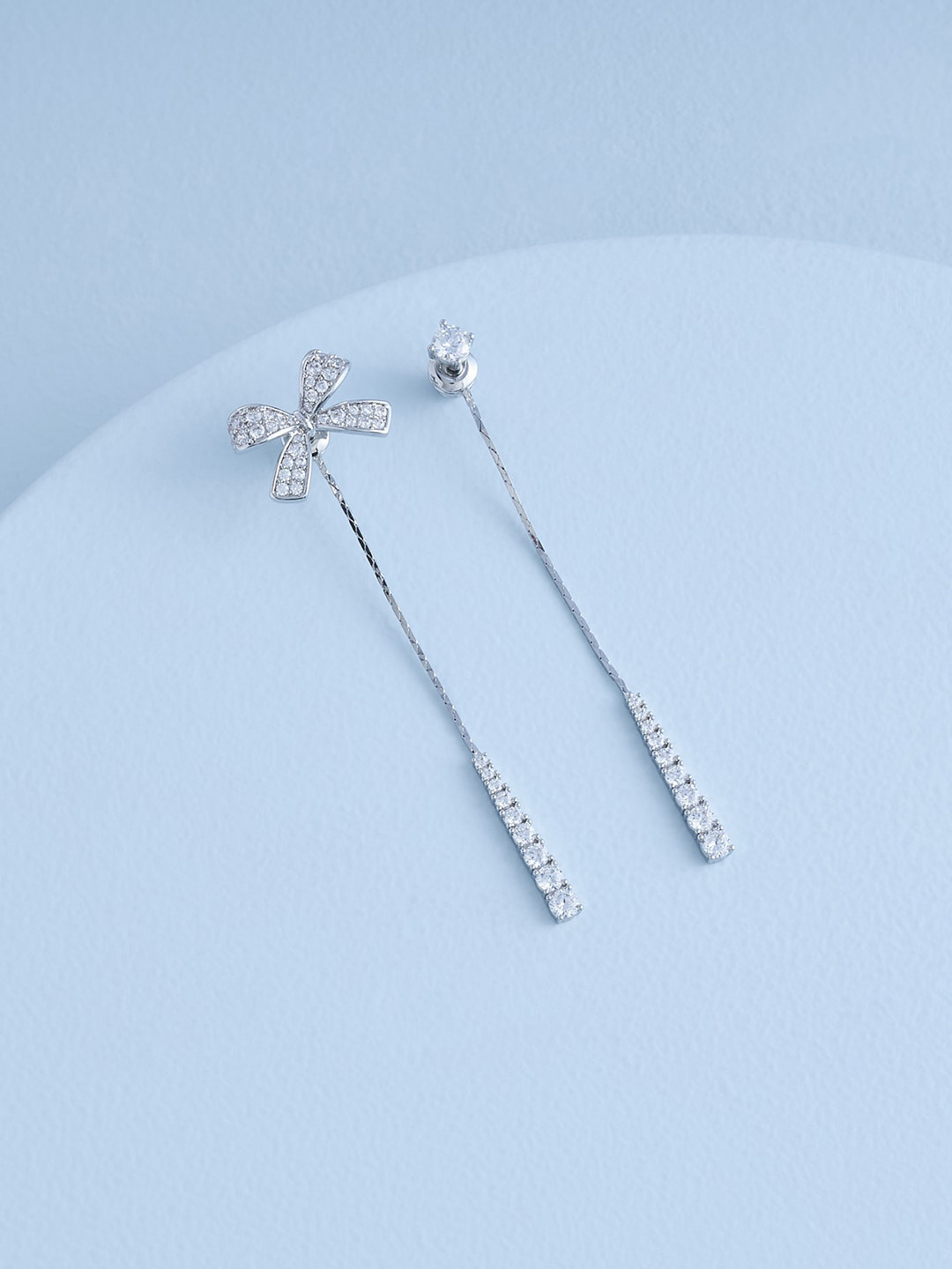 

Kushal's Fashion Jewellery Rhodium-Plated Contemporary Drop Earrings, White