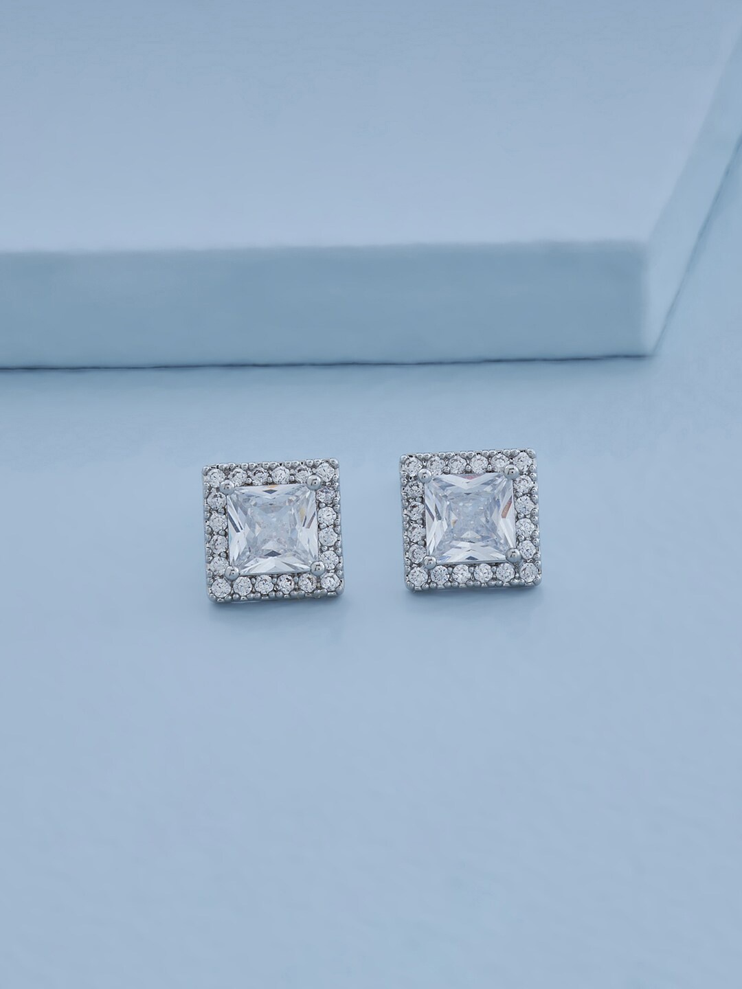 

Kushal's Fashion Jewellery Rhodium-Plated Contemporary Studs Earrings, White