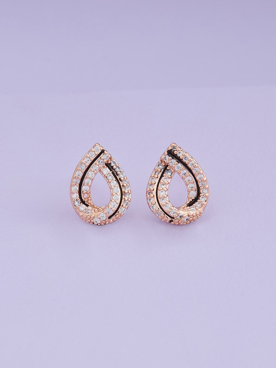 

Kushal's Fashion Jewellery Rose Gold-Plated Cubic Zirconia Studded Studs Earrings