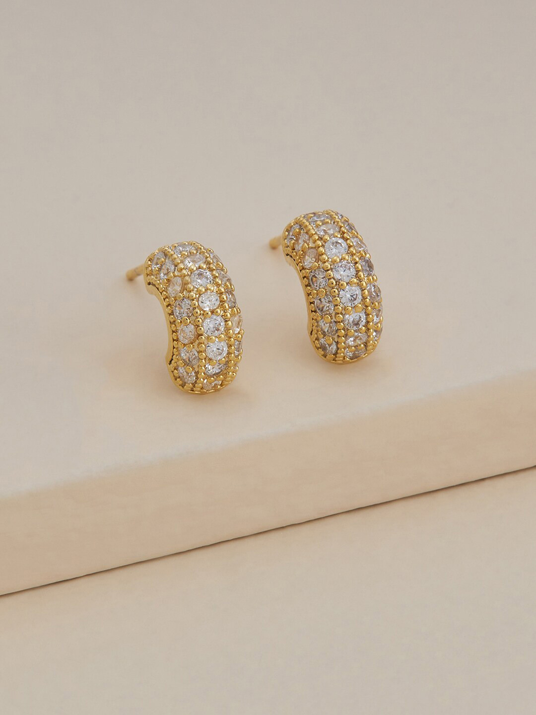 

Kushal's Fashion Jewellery Gold Plated Crescent Half Hoop Earrings, White