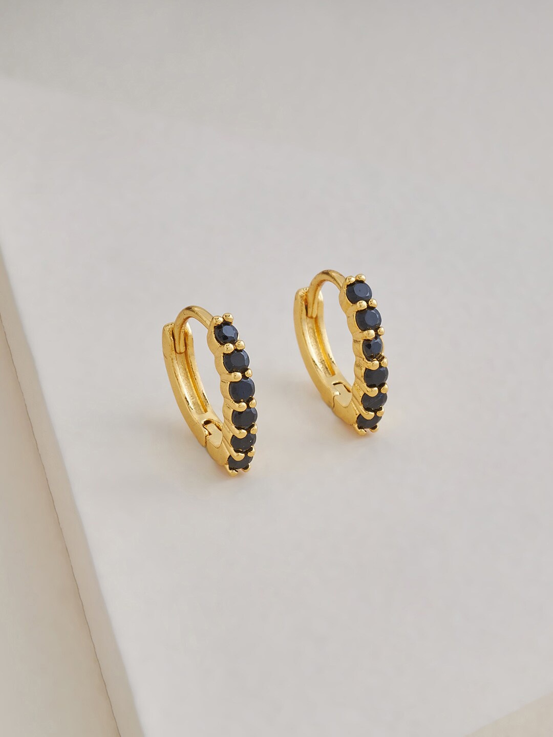 

Kushal's Fashion Jewellery Gold Plated Contemporary Hoop Earrings, Black