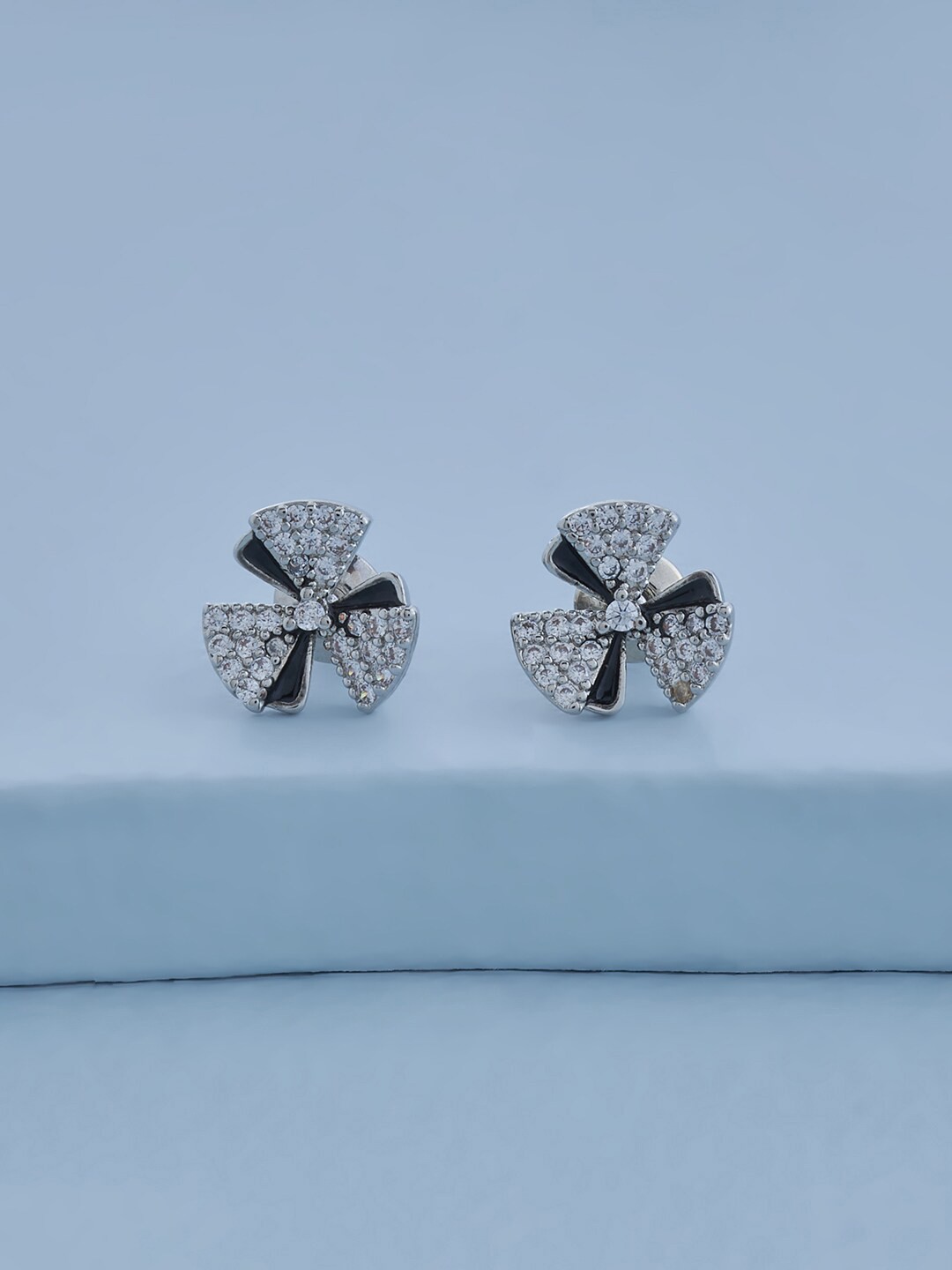 

Kushal's Fashion Jewellery Rhodium Plated Floral Studs Earrings, White