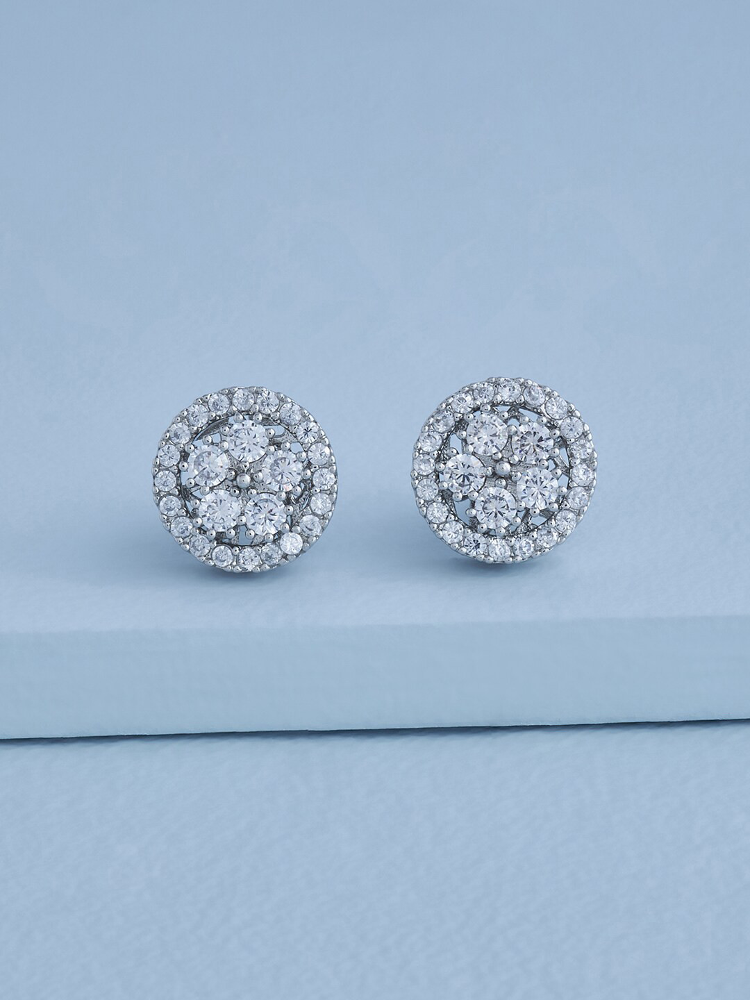 

Kushal's Fashion Jewellery Rhodium-Plated Contemporary Studs Earrings, White