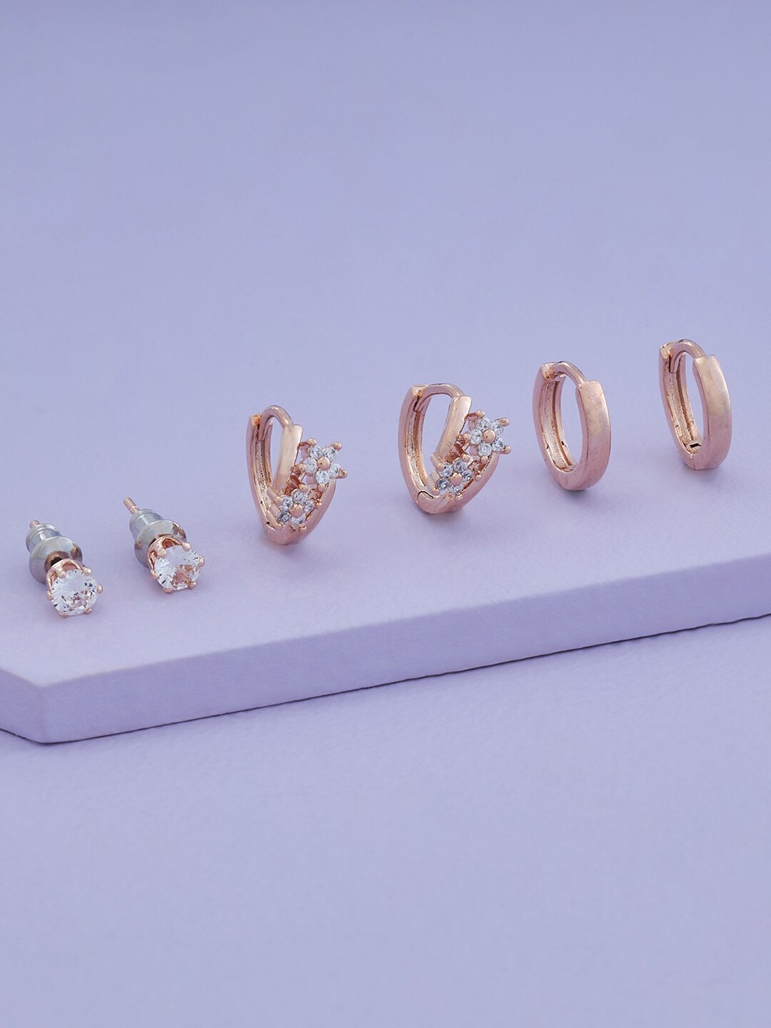 

Kushal's Fashion Jewellery Rose Gold-Plated Contemporary Studs Earrings, White