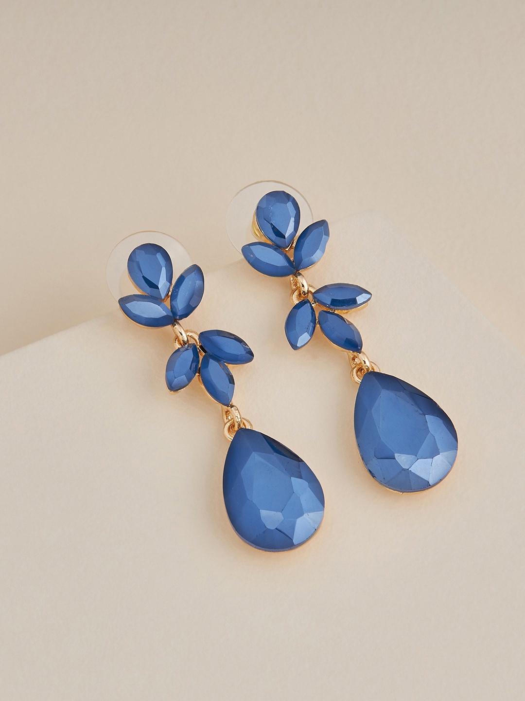 

Kushal's Fashion Jewellery Gold-Plated Teardrop Shaped Drop Earrings, Blue