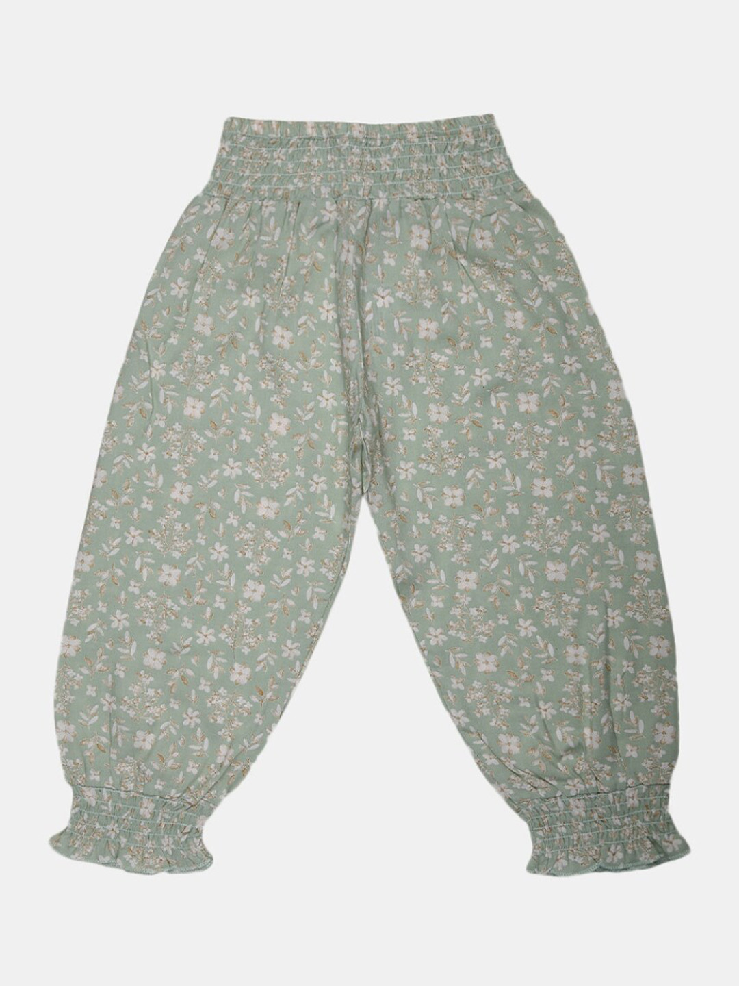 

V-Mart Girls Printed Loose-Fit Harem Pants, Green
