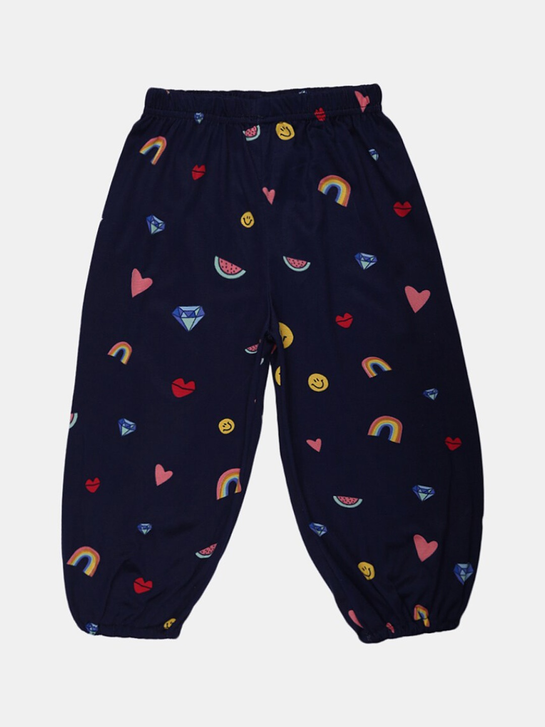 

V-Mart Girls Printed Cotton Harem Pants, Navy blue