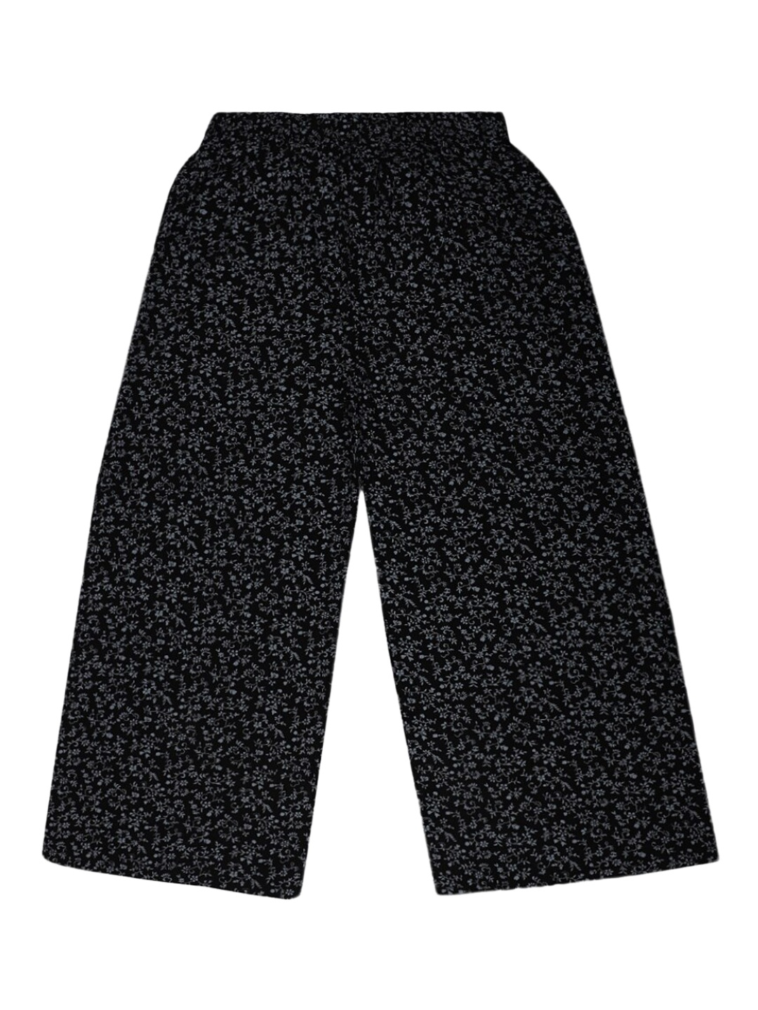 

V-Mart Girls Floral Printed Mid-Rise Lounge Pants, Black