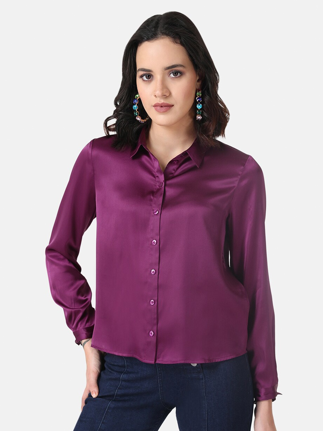 

Kazo Spread Collar Long Sleeves Formal Shirt, Purple