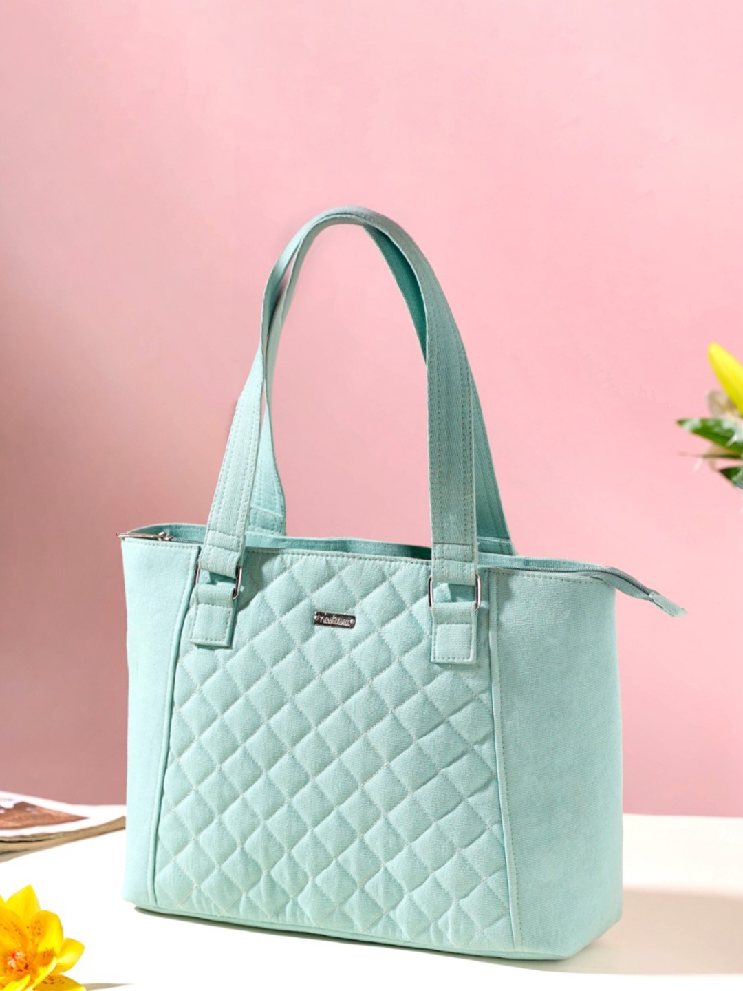 

Nestasia Oversized Shopper Handheld Bag with Quilted, Sea green