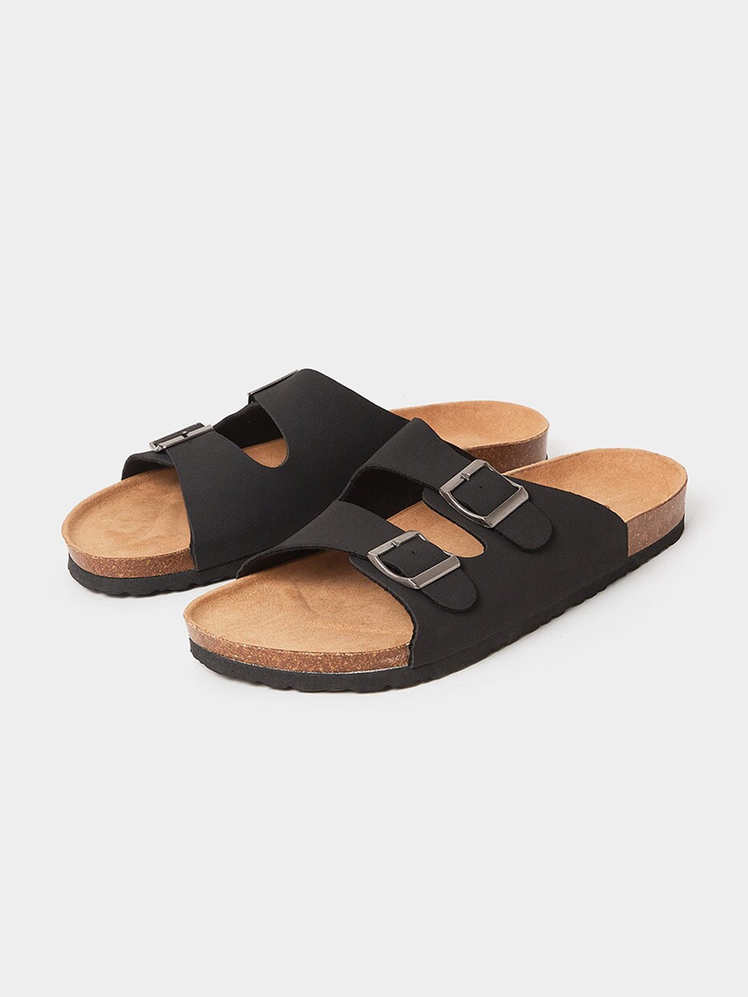

Styli Men Open Toe Slip On Comfort Sandals, Black