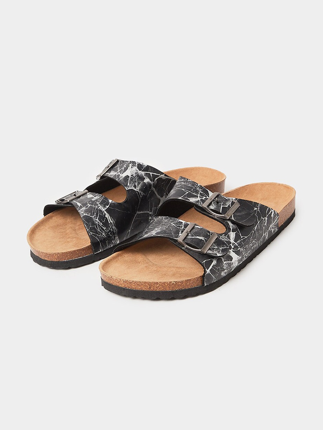 

Styli Men Open Toe Slip On Comfort Sandals, Black