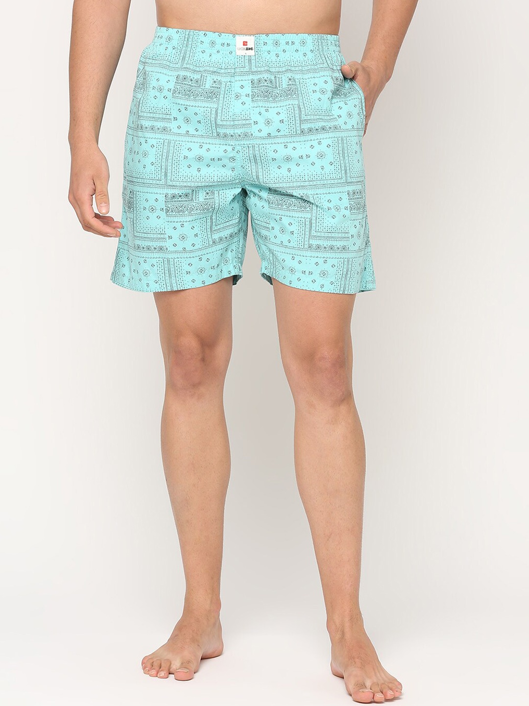 

UnderJeans by Spykar Men Printed Cotton Boxers- UJNPBX0049044, Turquoise blue