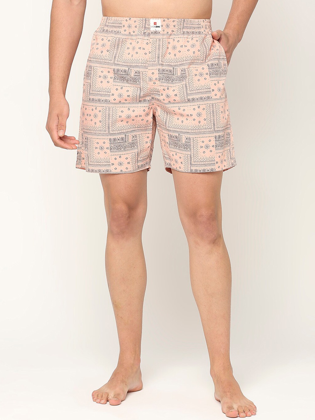 

UnderJeans by Spykar Men Printed Cotton Boxers- UJNPBX0049045, Peach