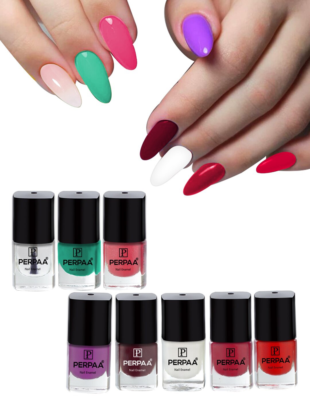 

PERPAA Set Of 8 High-Shine Long Last Non-Toxic Nail Enamel 5ml Each - Combo 6, Multi