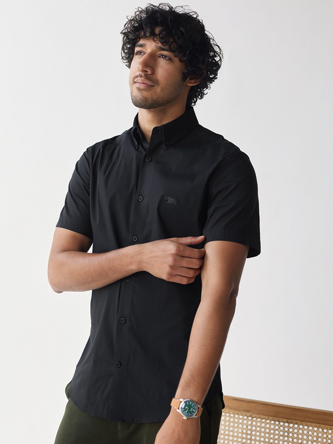 

Andamen Slim Fit Premium Cotton Casual Shirt, Black