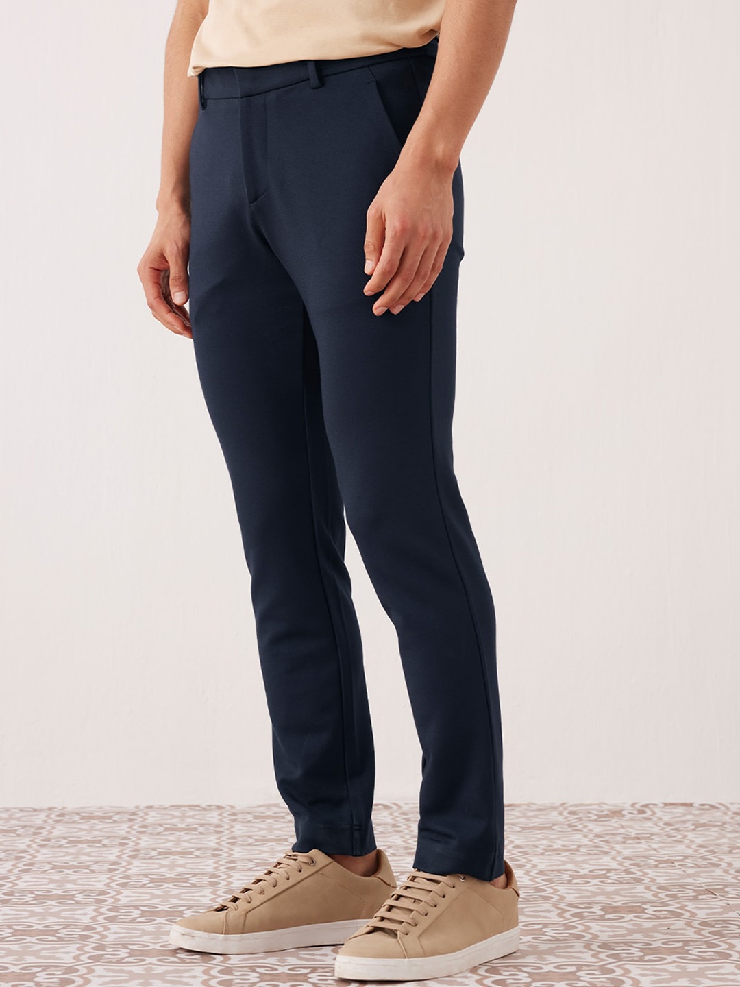 

Andamen Men Comfort Mid-Rise Cotton Trousers, Teal