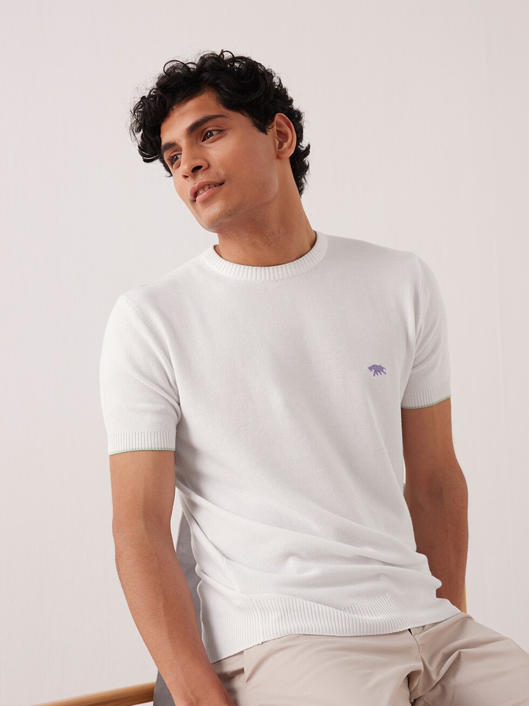 

Andamen Round Neck Cotton T-shirt, White