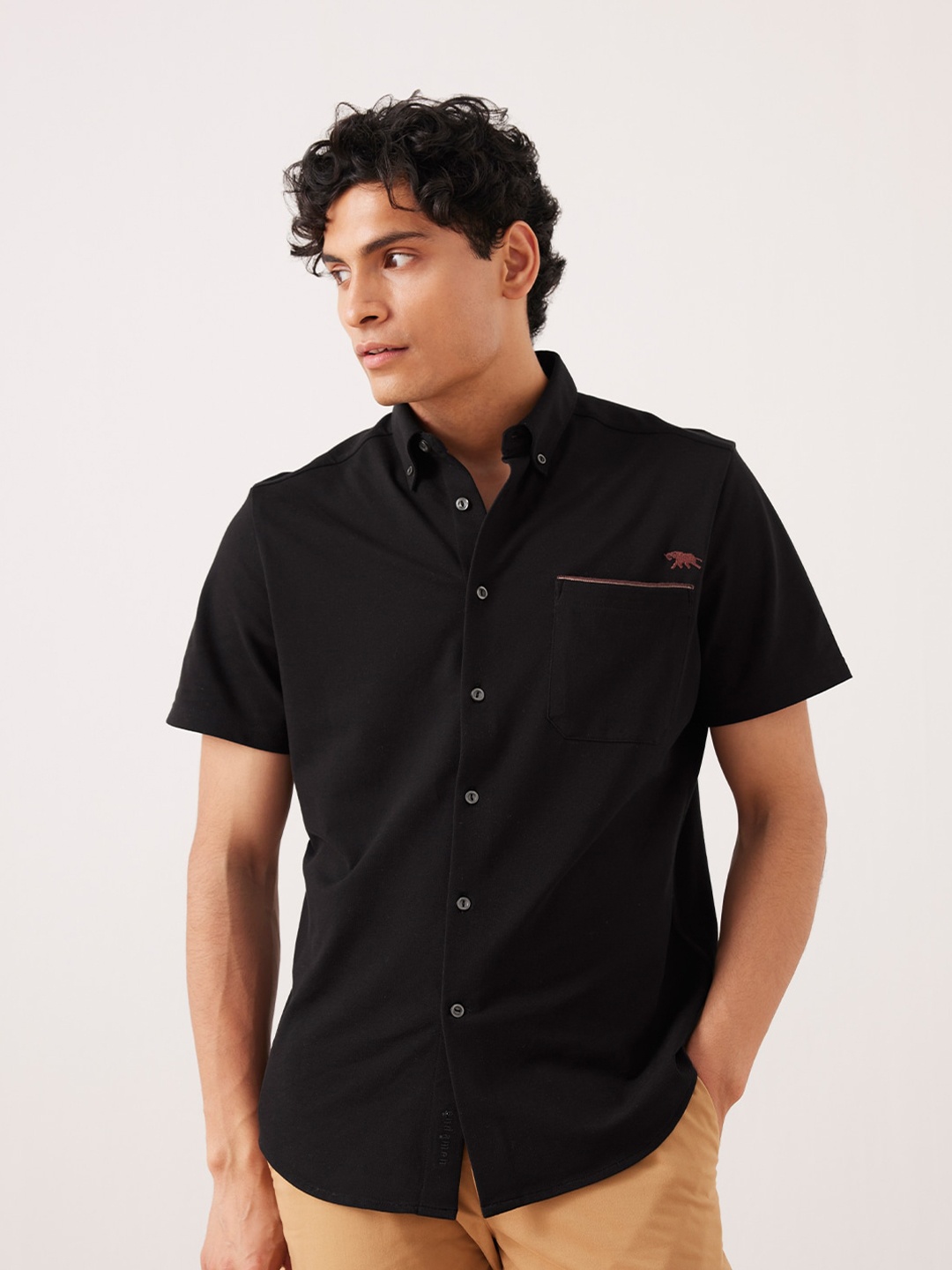 

Andamen Premium Button-Down Collar Cotton Casual Shirt, Black