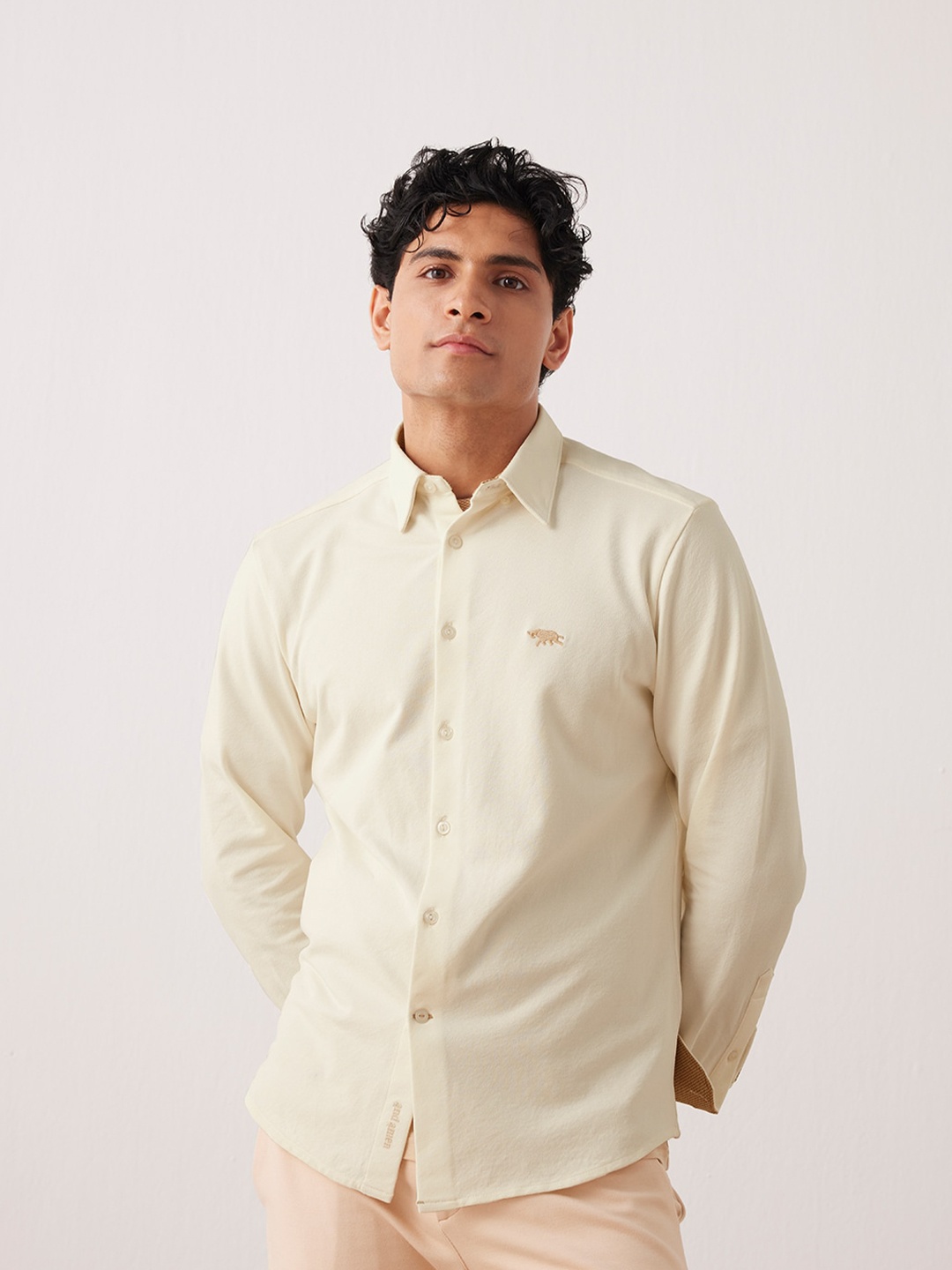 

Andamen Men Cotton Premium Opaque Casual Shirt, Off white