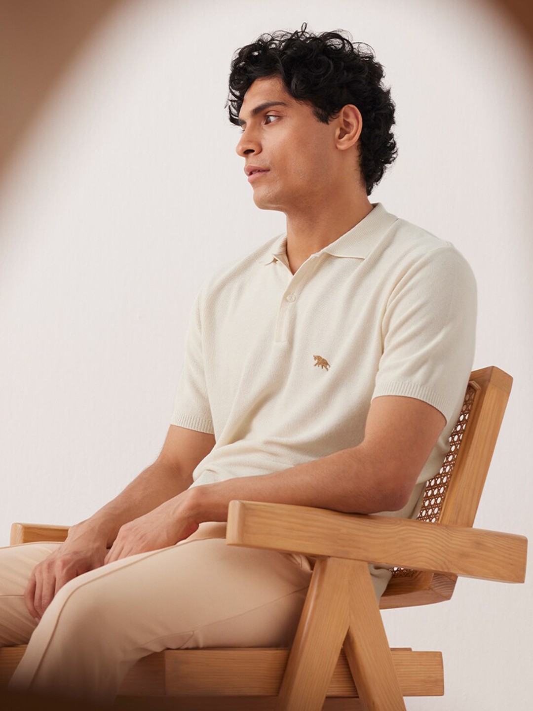 

Andamen Polo Collar Cotton T-shirt, Off white