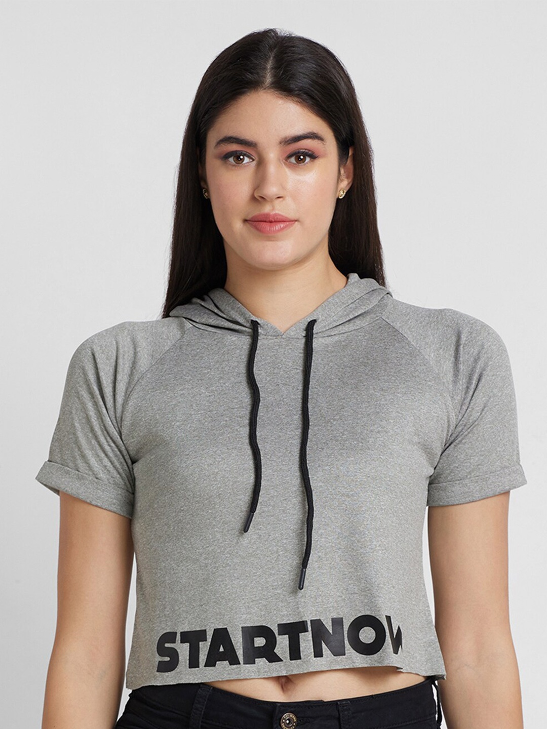 

Globus Hooded Pockets Boxy T-shirt, Grey