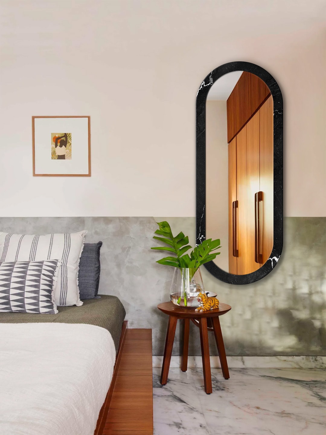 

999Store Black & White Marvel Printed Wall Mirror