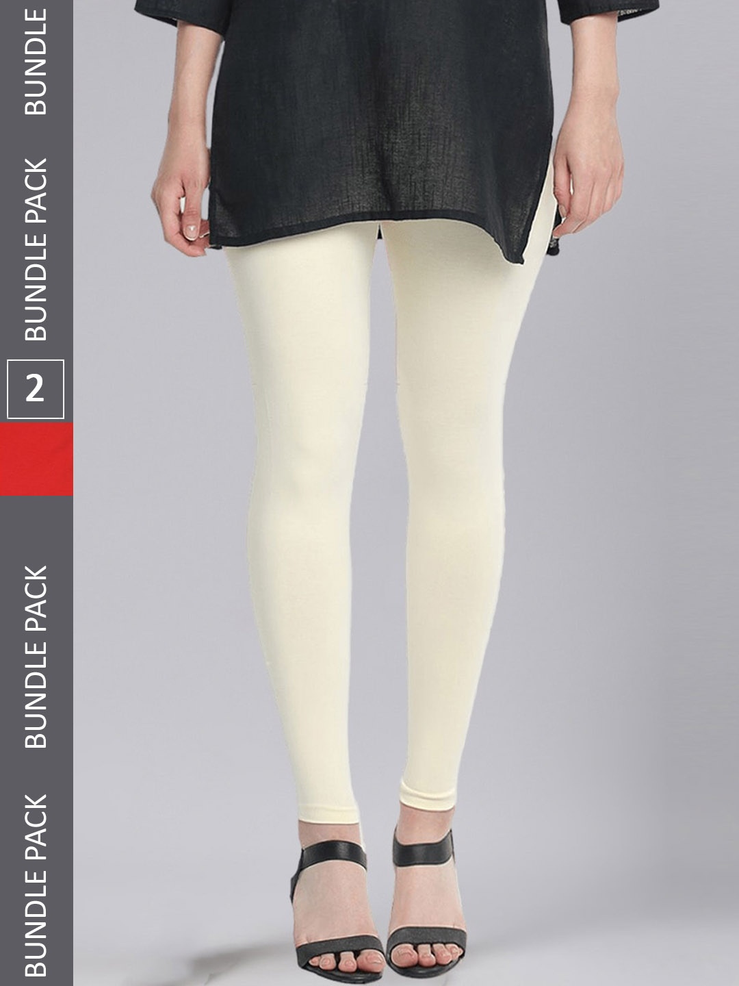 

Dollar Missy Pack Of 2 Ankle Length Leggings, Cream
