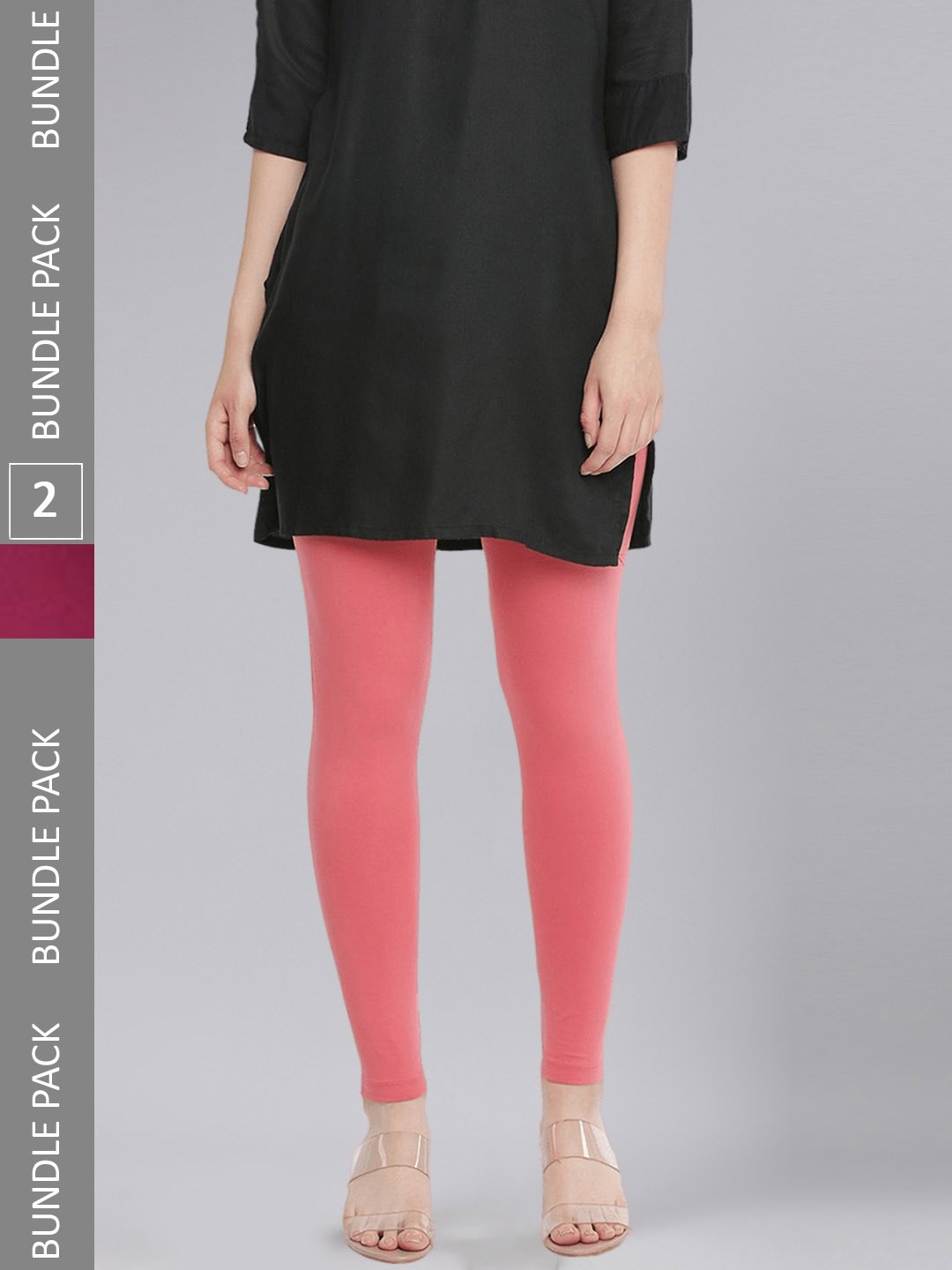 

Dollar Missy Pack Of 2 Ankle Length Leggings, Peach