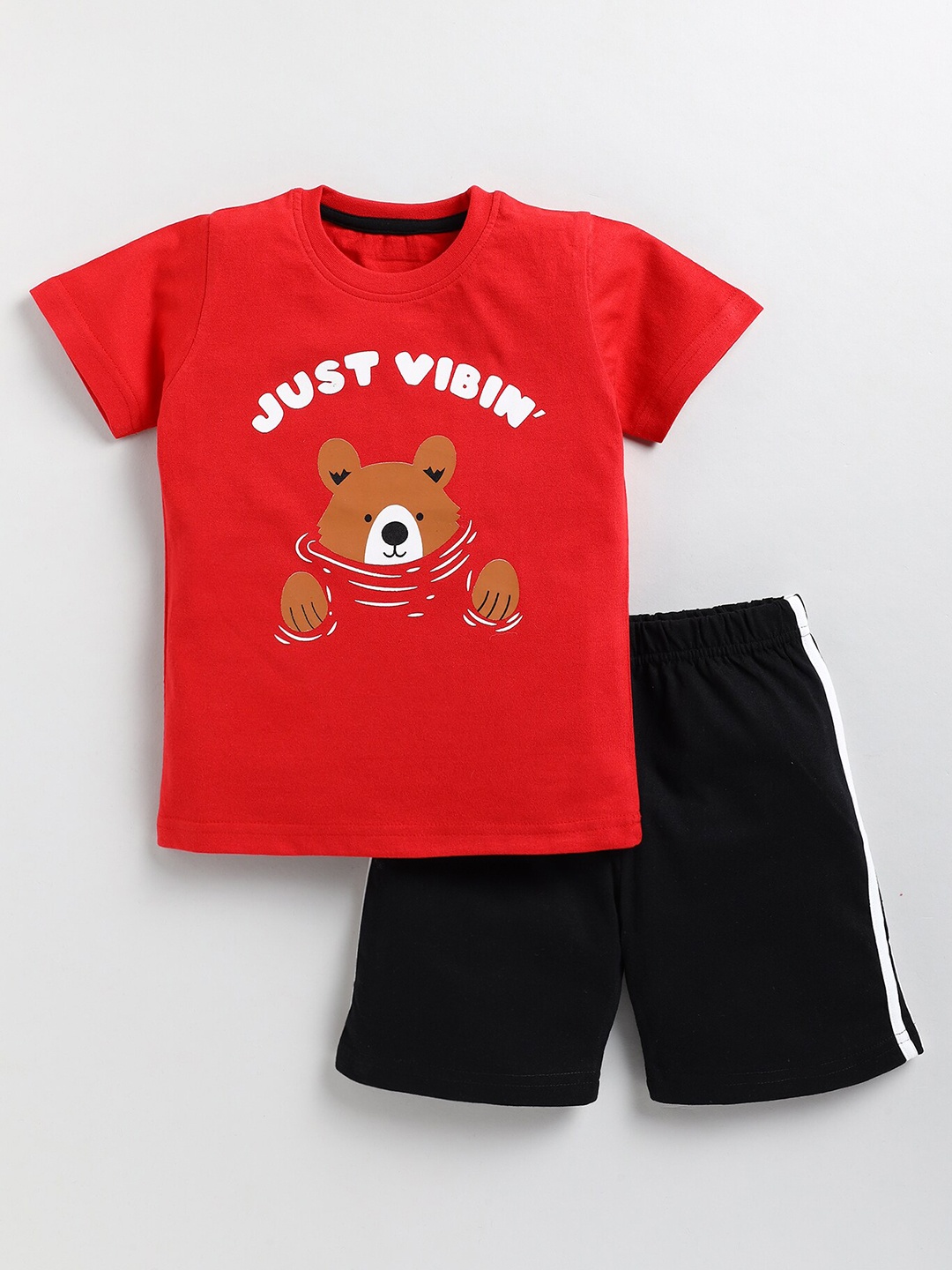 

Toonyport Boys Printed Pure Cotton T-Shirt With Shorts, Red