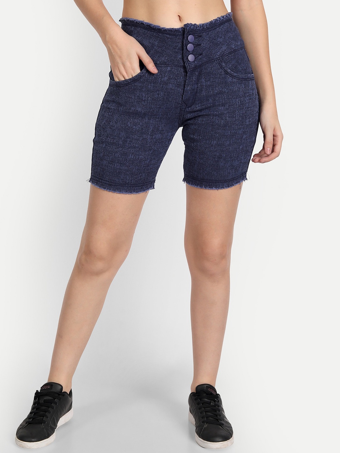 

AngelFab Women High-Rise Denim Shorts, Blue
