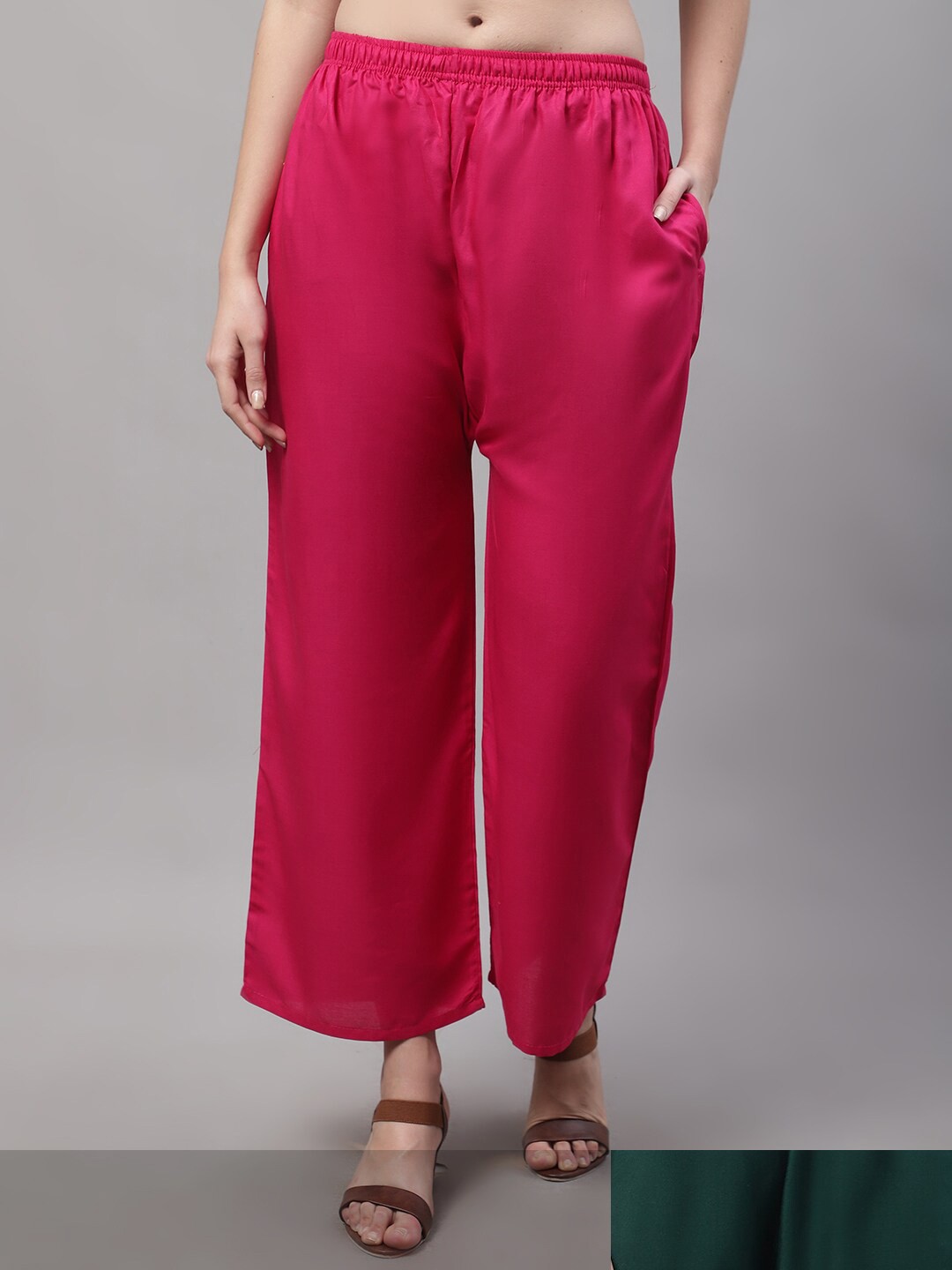 

GRACIT Women Pink and Green Pack of 2 Knitted ethnic Palazzos with side pocket
