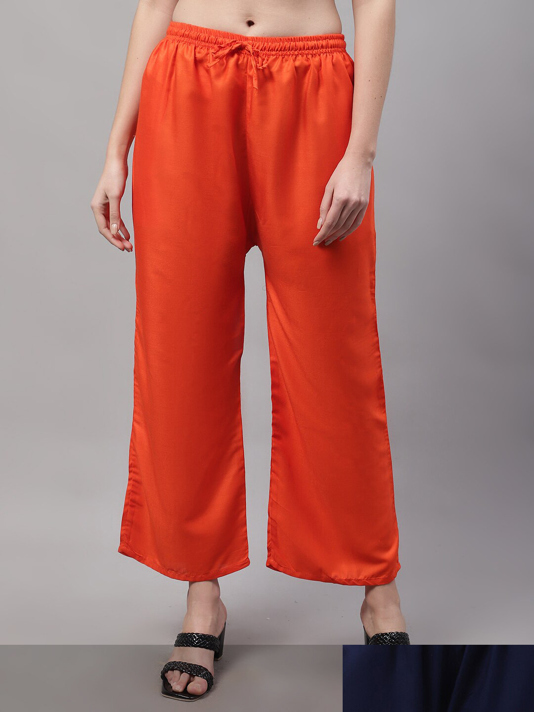 

GRACIT Women Orange and Navy Blue Pack of 2 Knitted ethnic Palazzos with side pocket