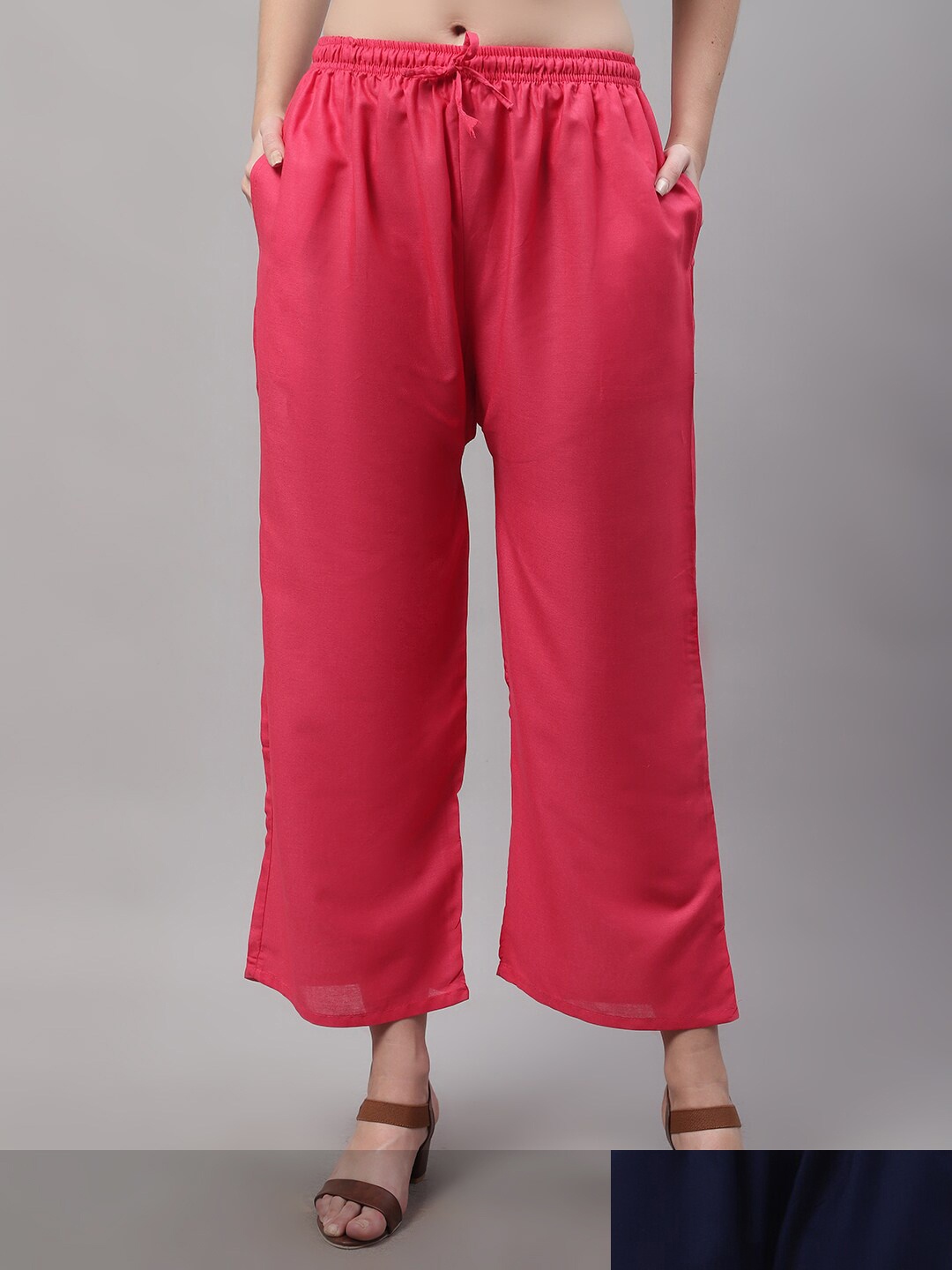 

GRACIT Women Peach and Navy Blue Pack of 2 Knitted ethnic Palazzos with side pocket