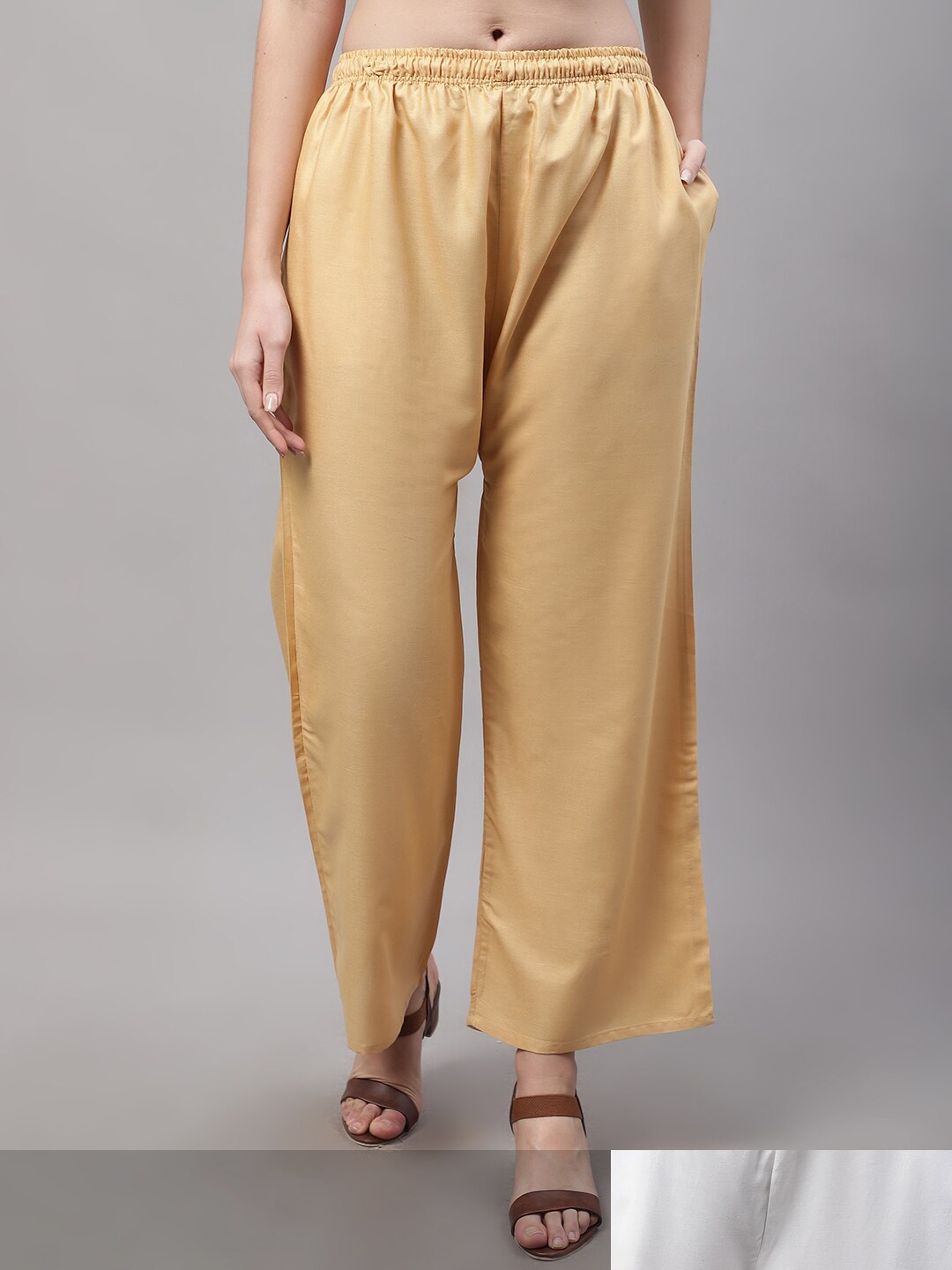 

GRACIT Women Beige and Olive Pack of 2 Knitted ethnic Palazzos with side pocket