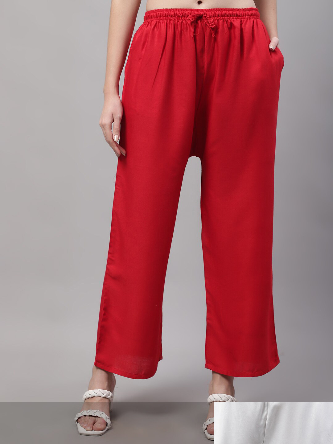 

GRACIT Women Red and Olive Pack of 2 Knitted ethnic Palazzos with side pocket