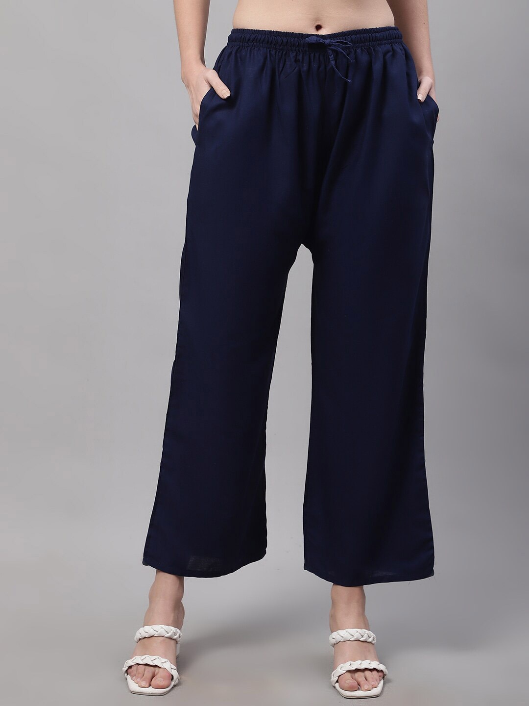 

GRACIT Women Navy Blue Knitted Palazzo with Side pocket