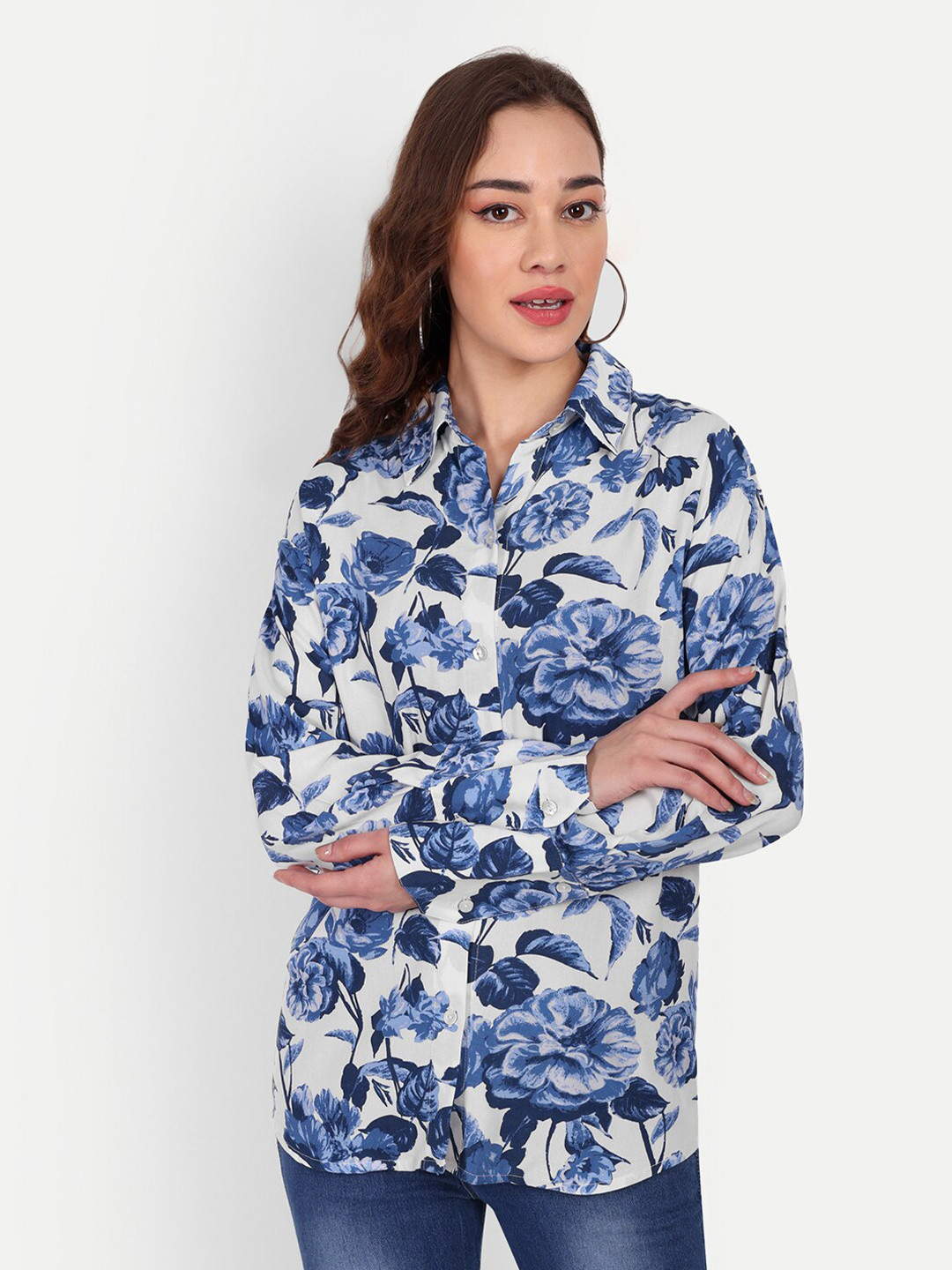 

Sttavoss Comfort Floral Opaque Printed Casual Shirt, White