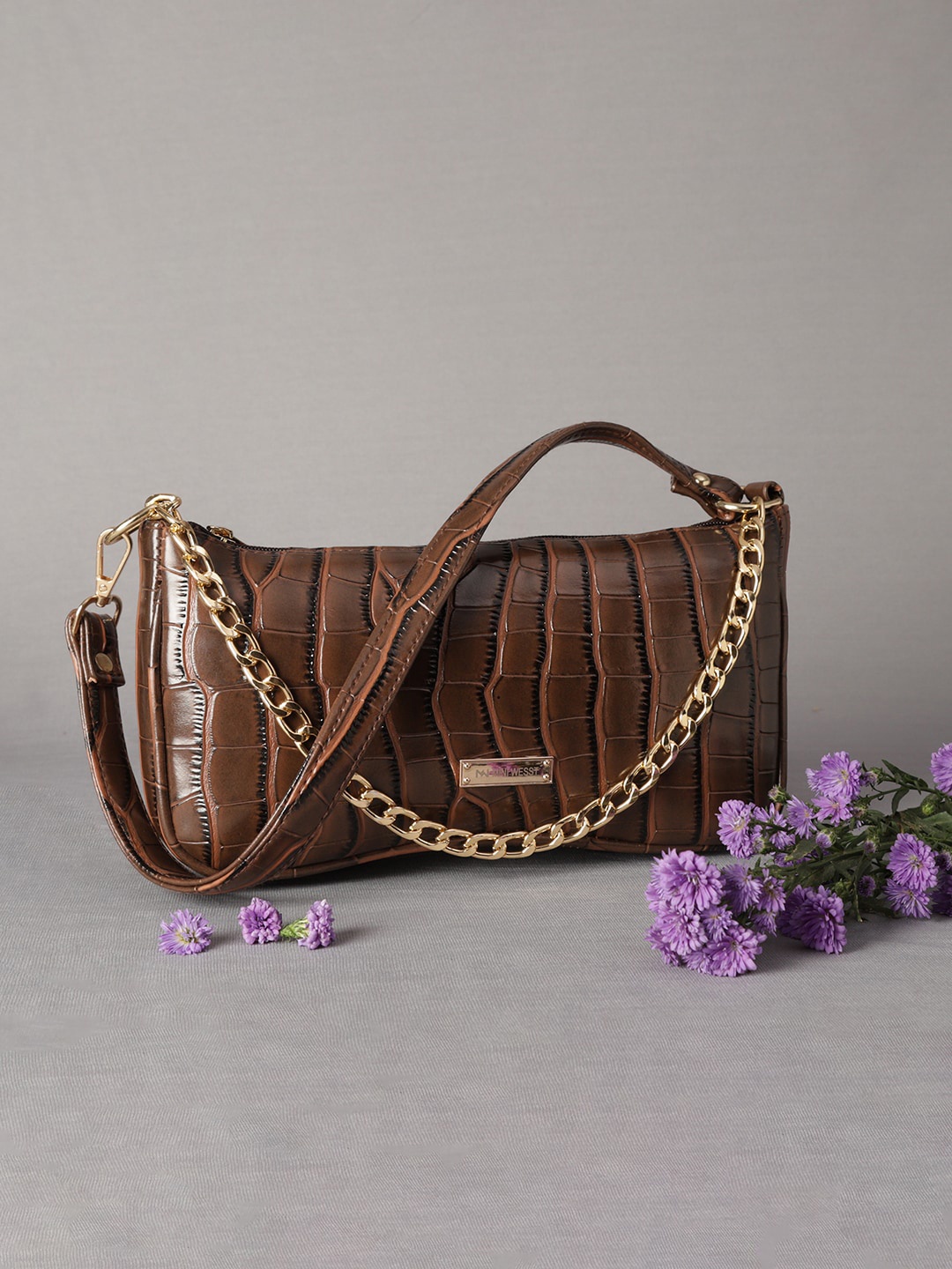 

MINI WESST Textured Structured Sling Bag, Brown