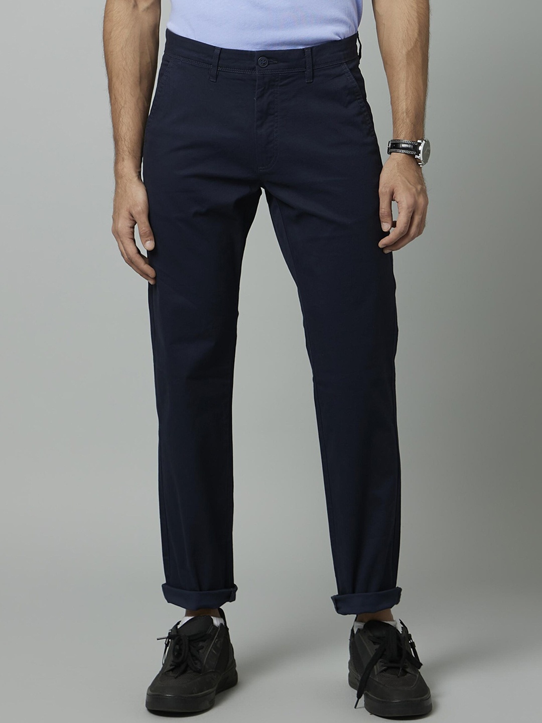 

Celio Men Regular Fit Cotton Chinos Trousers, Navy blue