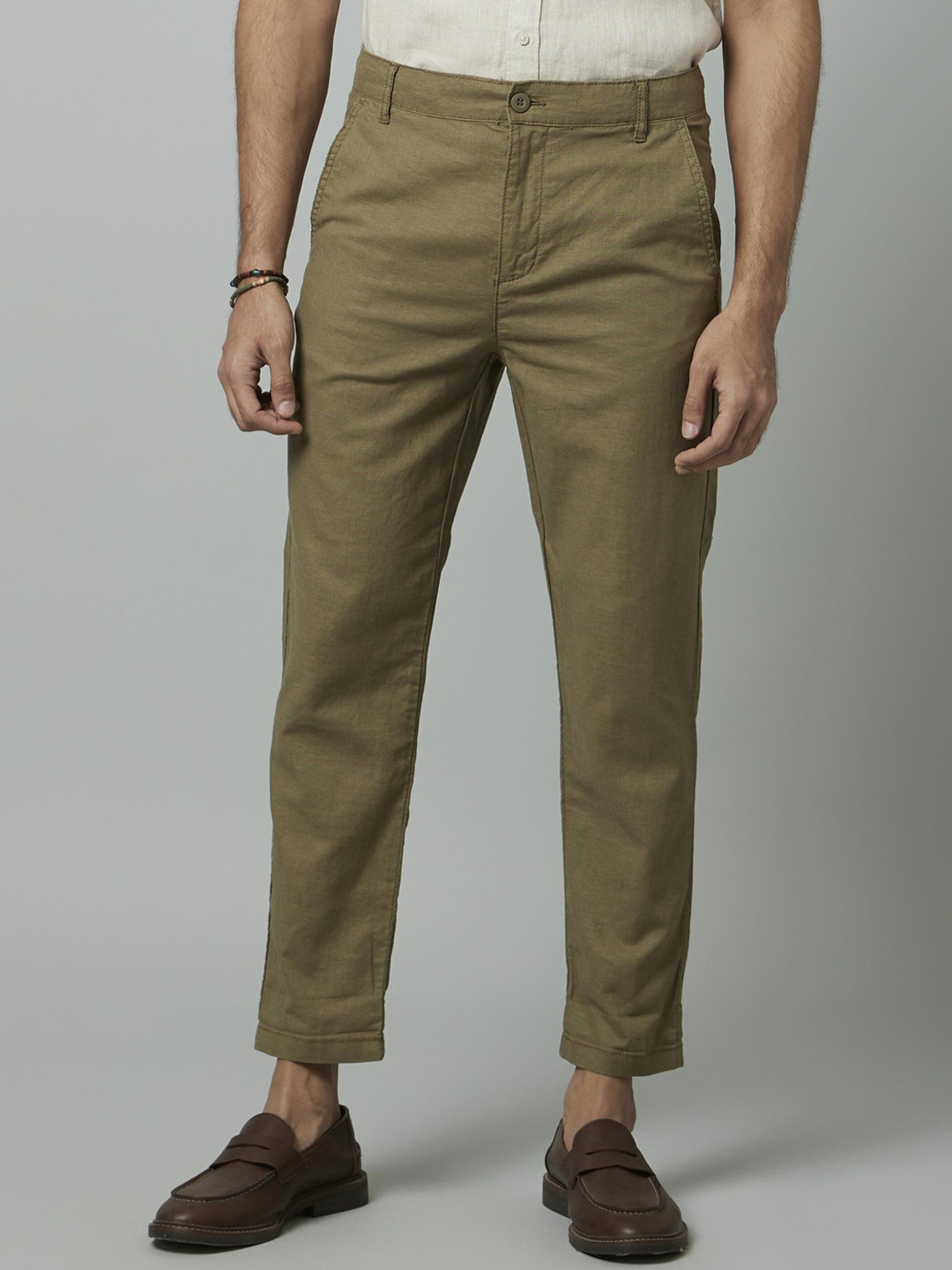 

Celio Men Cotton Mid-Rise Flat-Front Plain Classic Trousers, Khaki
