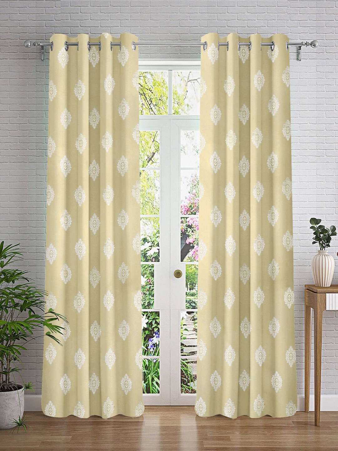 

Cortina Yellow & Silver-Toned 2 Pieces Ethnic Motifs Printed Long Door Curtains