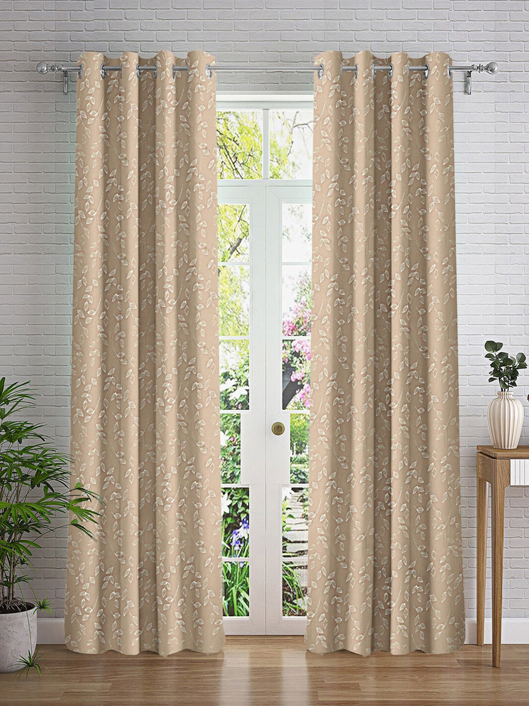 

Cortina Taupe & White 2 Pieces Abstract Printed Door Curtains