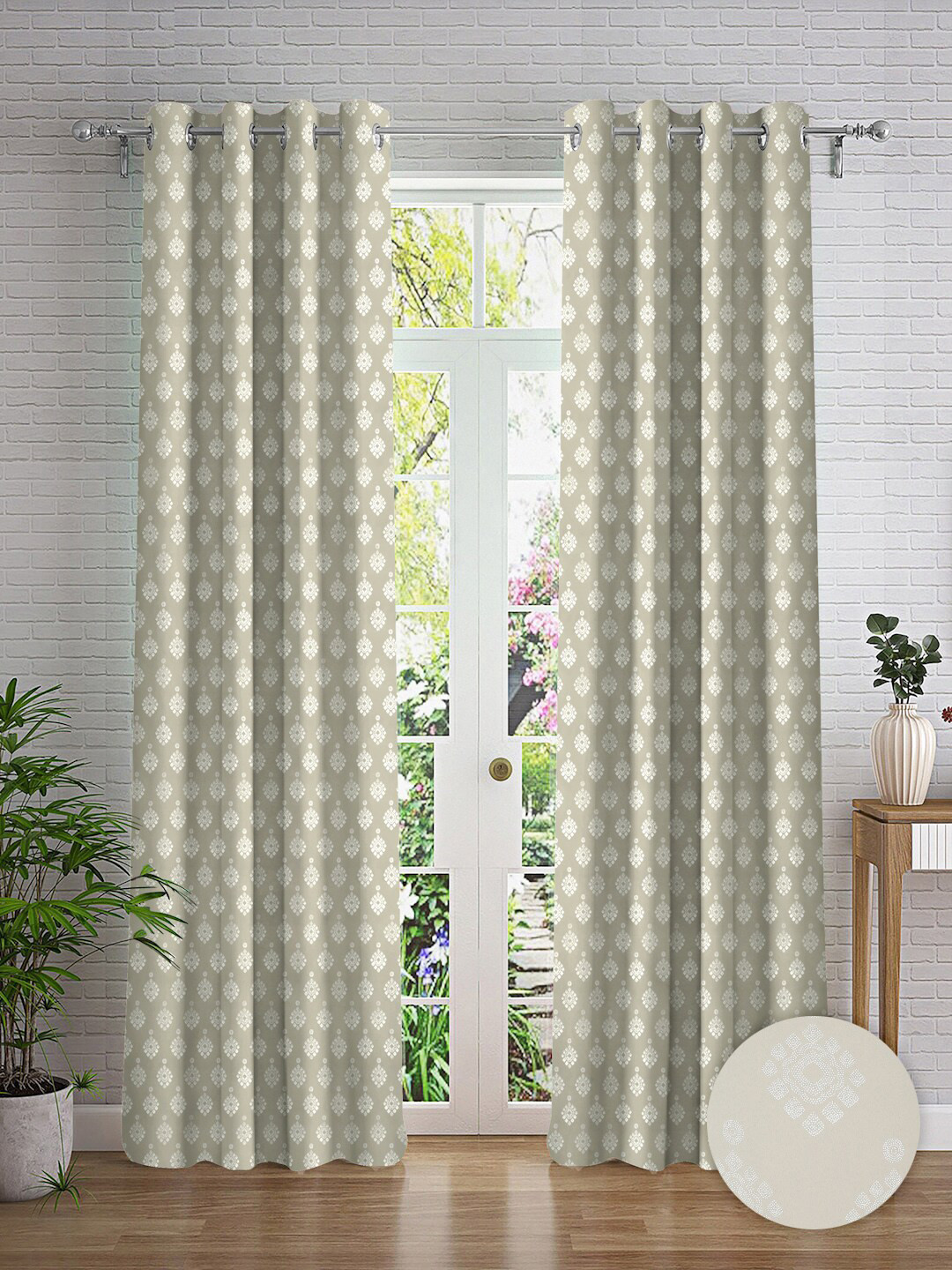 

Cortina Grey & Silver-Toned 2 Pieces Ethnic Motifs Printed Door Curtain