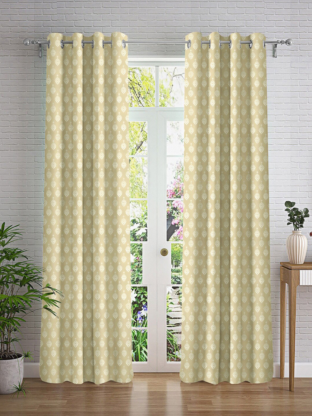 

Cortina Yellow & Silver-Toned 2 Pieces Ethnic Motifs Printed Long Door Curtains