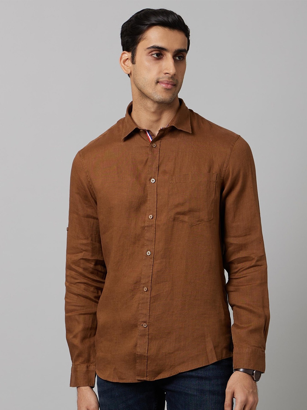 

Celio Classic Opaque Linen Casual Shirt, Brown