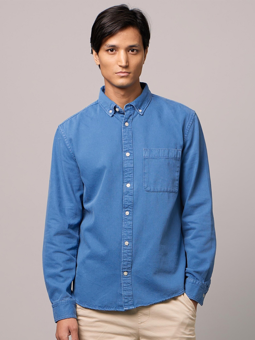 

Celio Botton-Down Collar Classic Opaque Casual Shirt, Blue
