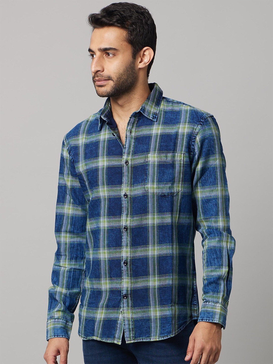 

Celio Classic Opaque Checked Casual Shirt, Blue