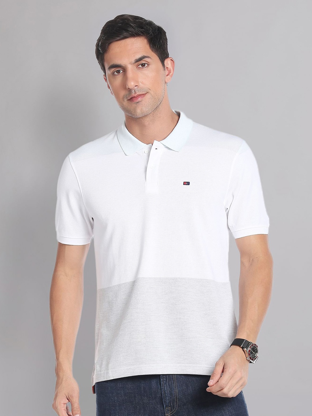 

AD By Arvind Men Colourblocked Polo T-shirt, White