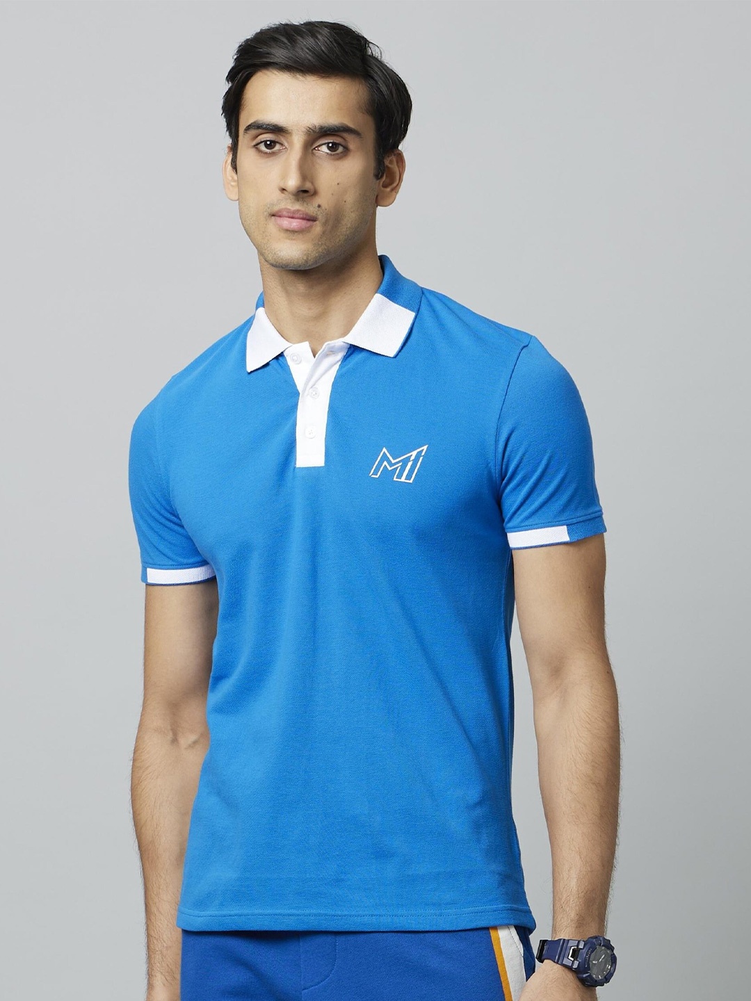 

Celio Men Mumbai Indians Polo Collar Cotton T-shirt, Blue